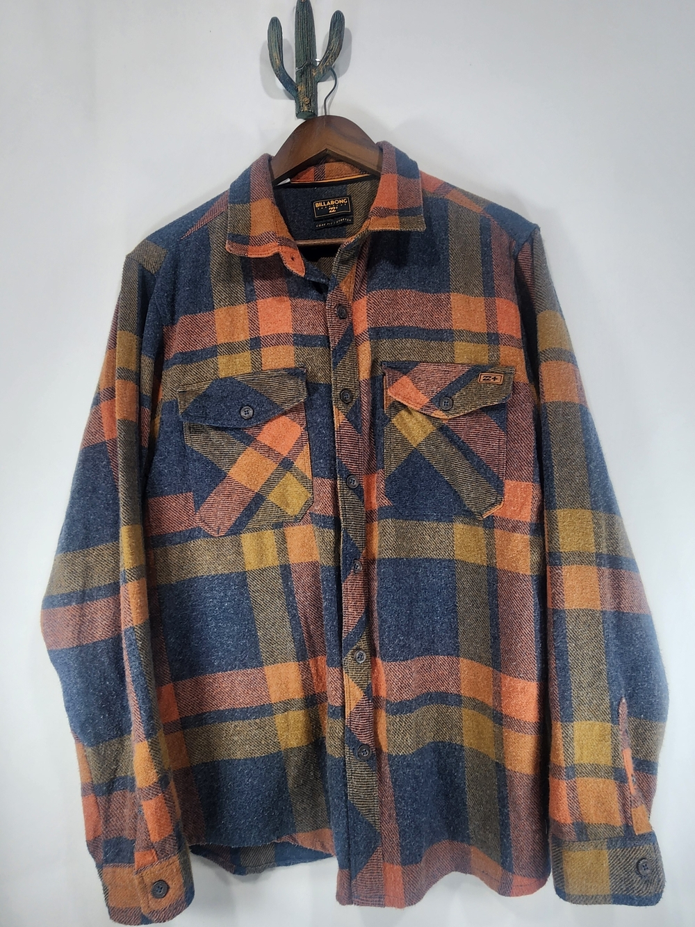 Billabong SurfPlus Corefit Stretch Flannel Shirt Multicolor Plaid Shirt Large